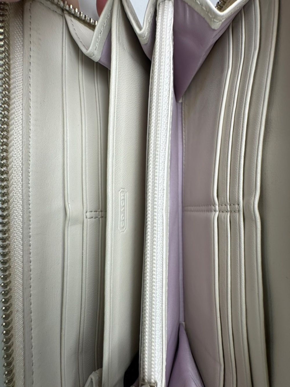 Coach Optic C Y2K Textile Fabric & Leather Purple Blue White Gray Buckle Wallet - Picture 9 of 11